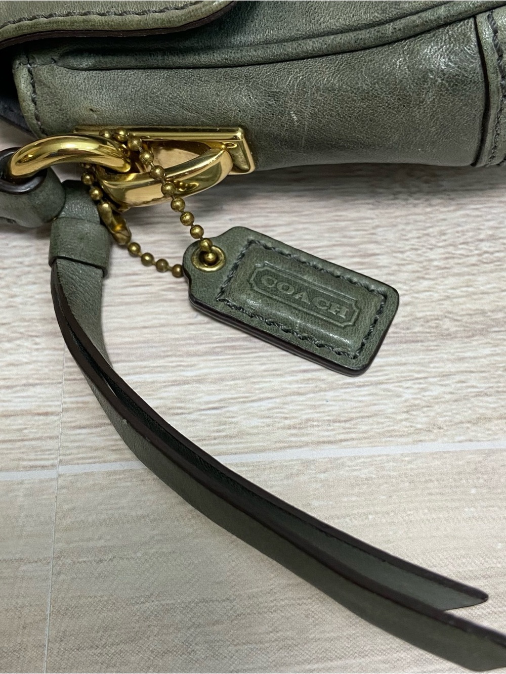 Coach Vintage Y2K Legacy Mini Shoulder Bag Wristlet Olive Green Leather - Picture 6 of 15